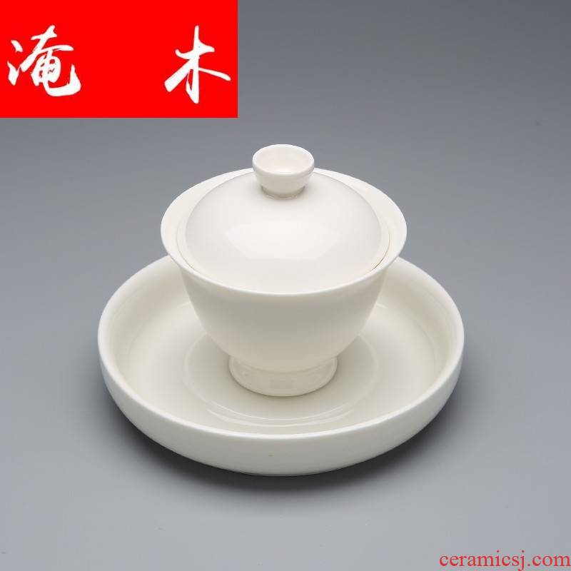 Flooded jingdezhen wood white jade porcelain only three tureen household contracted kung fu tea tea bowl of ceramic tea cups