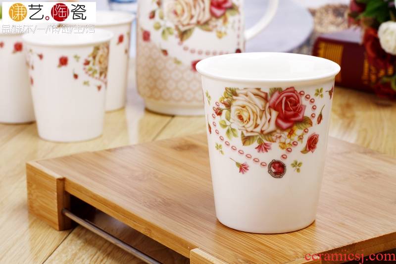 Qiao mu (design and color is random shipment, specify both please note of design and color, rose/primrose) ipads porcelain cup