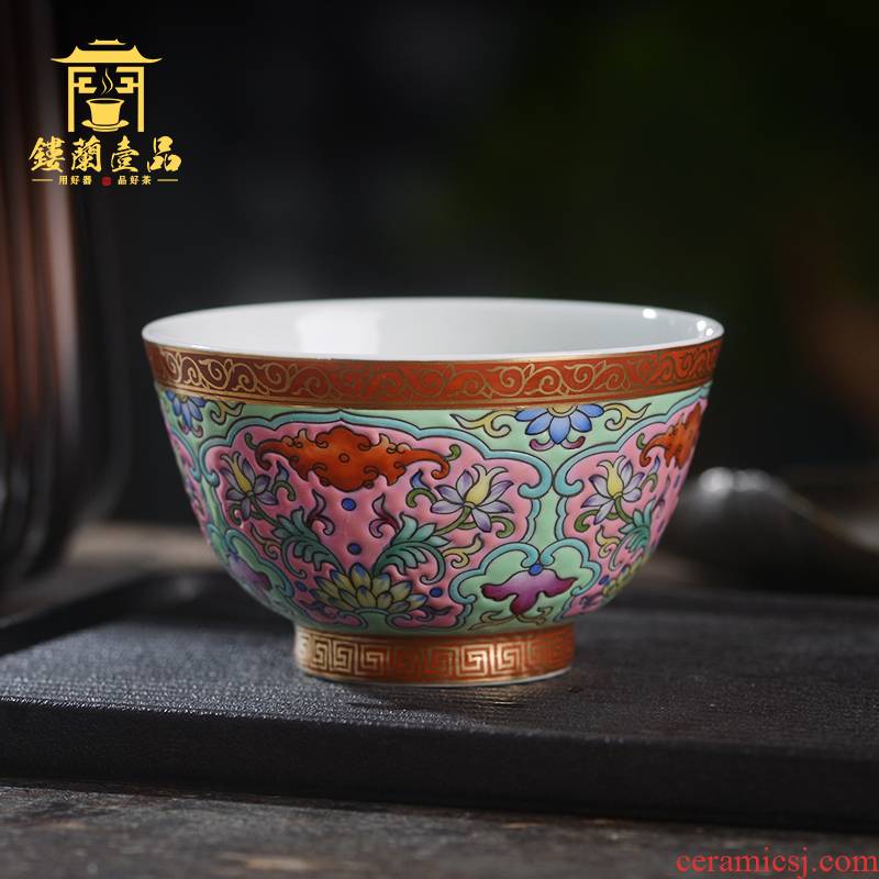 Jingdezhen ceramic all hand - made colored enamel master of kung fu tea tea cup personal single cups of tea bowl