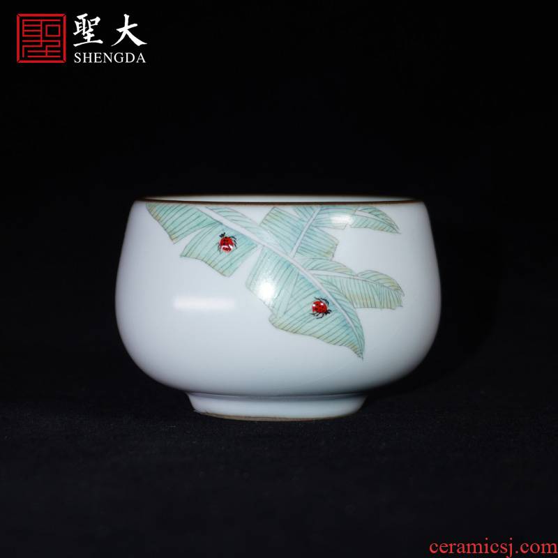 Holy big ceramic ru up market metrix one cup of pure manual new color hand - made jingdezhen tea cups kung fu tea cups sample tea cup