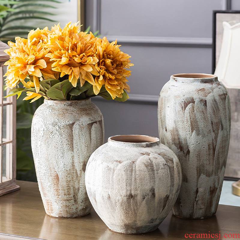 Jingdezhen ceramic vase coarse pottery dry flower arranging flowers restore ancient ways do old earthenware jar flower pot sitting room place soft decoration