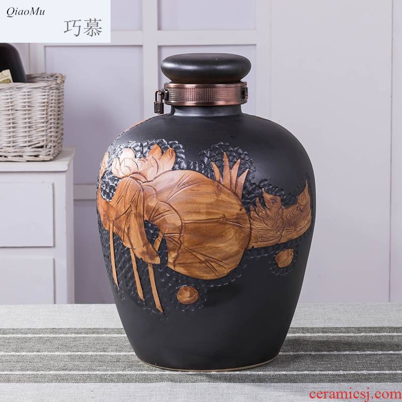 Qiao mu jingdezhen ceramic jars how it home 10 jins 20 jins to seal pot liquor wine jar