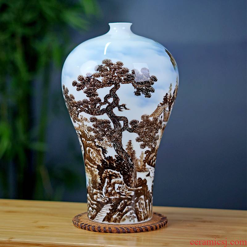Jingdezhen ceramics hand - made guest - the greeting pine table flower vase home sitting room adornment rich ancient frame furnishing articles