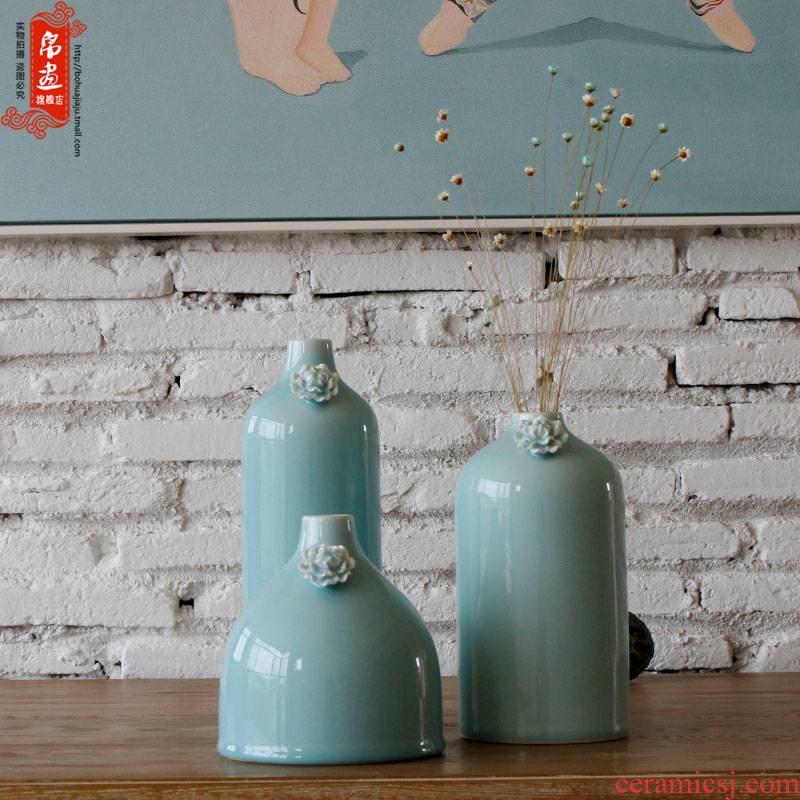 Jingdezhen ceramic dry flower vase place to live in the sitting room porch place shadow green ceramic flower decoration
