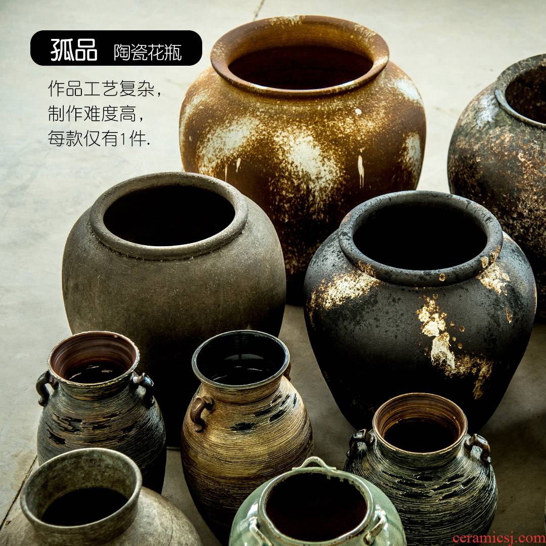 Orphan works manual coarse TaoHua machine dry ceramic vases, ceramic pottery son zen flowerpot restoring ancient ways, fleshy archaize furnishing articles