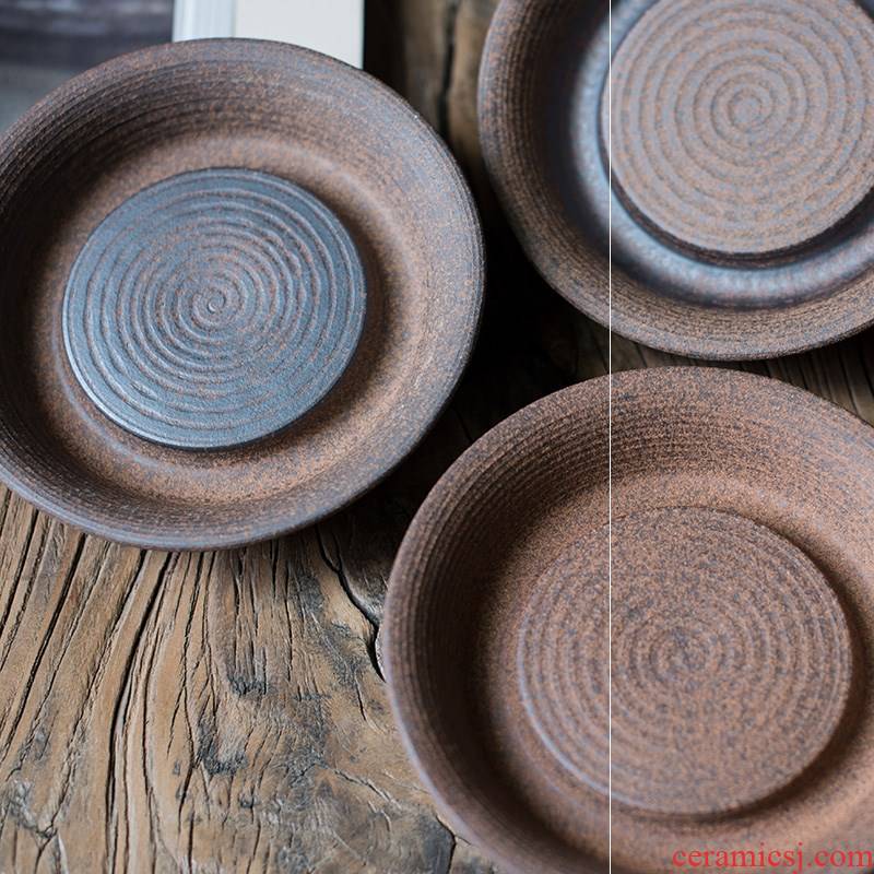 Round tea set small coarse clay POTS on dry plate accessories doesn water small tea table ceramic pot pot pad undressed ore type