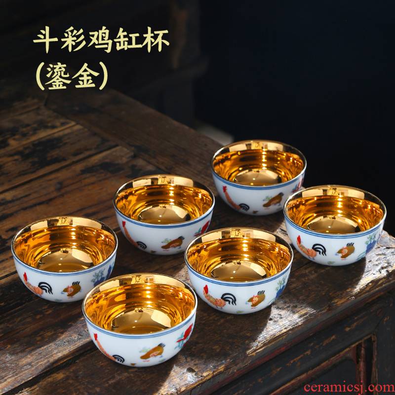 Color bucket cylinder cup chicken white porcelain of jingdezhen ceramics kung fu Ming chenghua cups of tea light to use household single sample tea cup