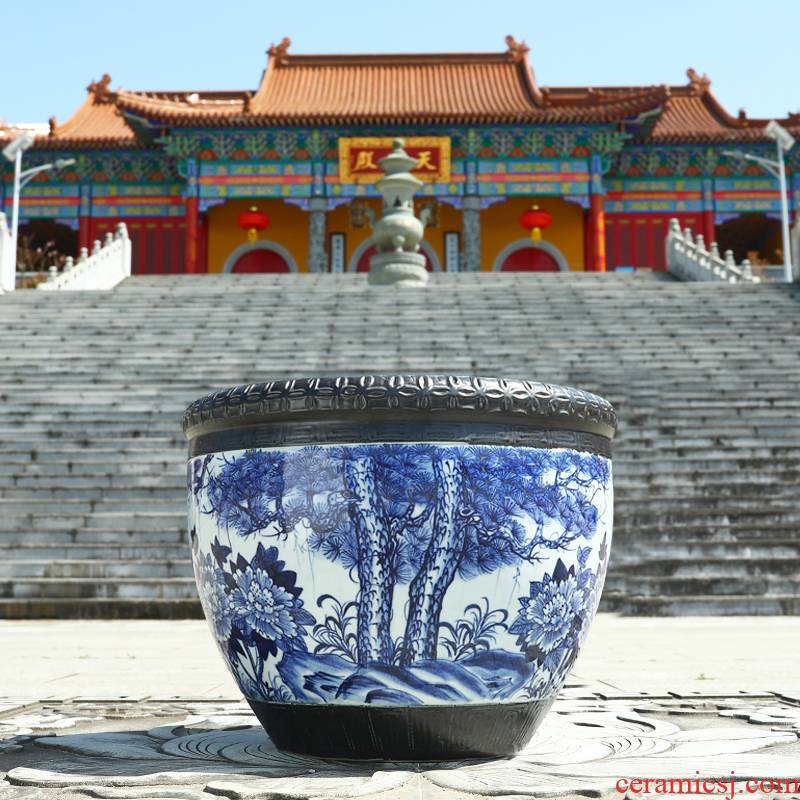 Jingdezhen ceramic goldfish tank creative fish bowl lotus home courtyard large water lily turtle cylinder