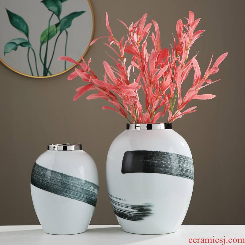 New Chinese style is I sitting room porch light and decoration ceramics vase contracted home furnishing articles set dry flower arranging flowers adornment