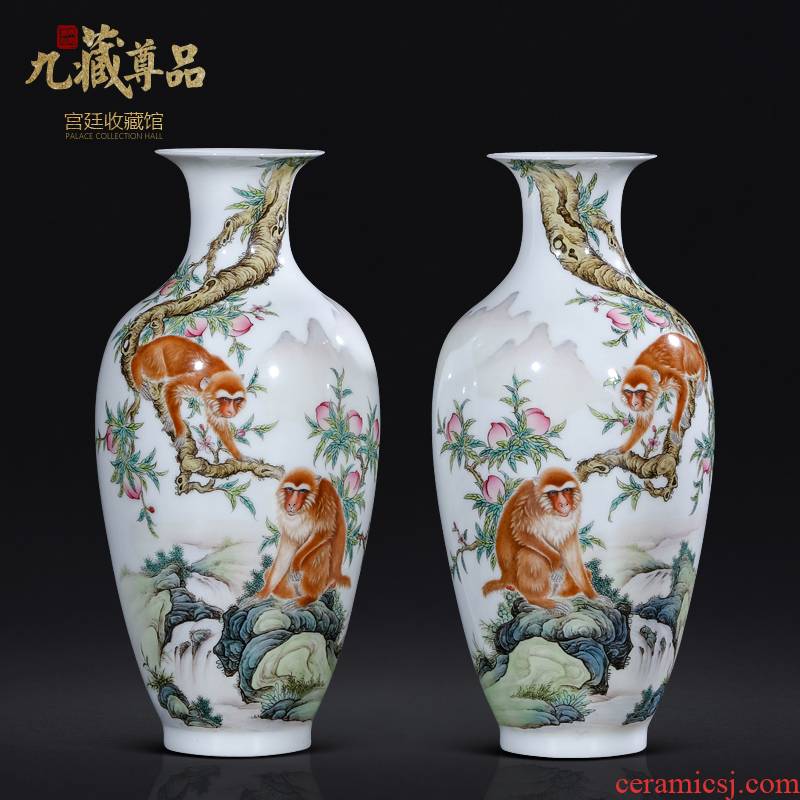 The Teacher handpainted pastel monkey sitting room porch rich ancient frame of new Chinese style decoration vase of jingdezhen ceramics furnishing articles
