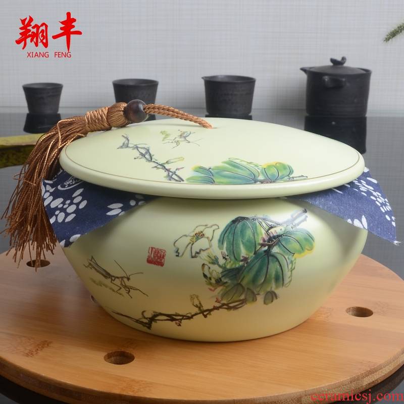 Qiao mu caddy fixings ceramic checking coarse pottery tea pot seal piggy bank boutique tea tea set