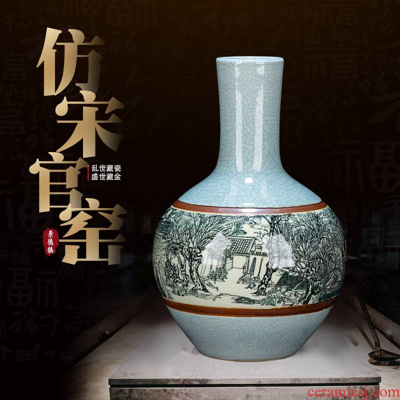 Imitation song dynasty style typeface jingdezhen ceramics up crack qingming scroll Chinese archaize sitting room rich ancient frame decorative furnishing articles