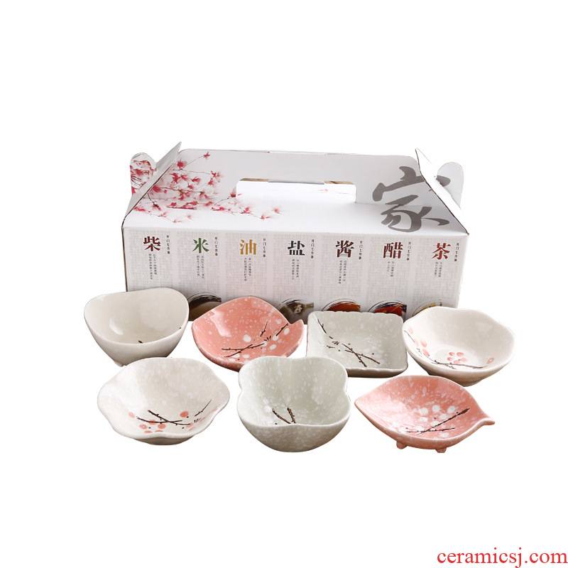 Japanese and wind small ceramic household dip vinegar dishes food flavour dish creative lovely soy sauce dish tableware to send hand gift box