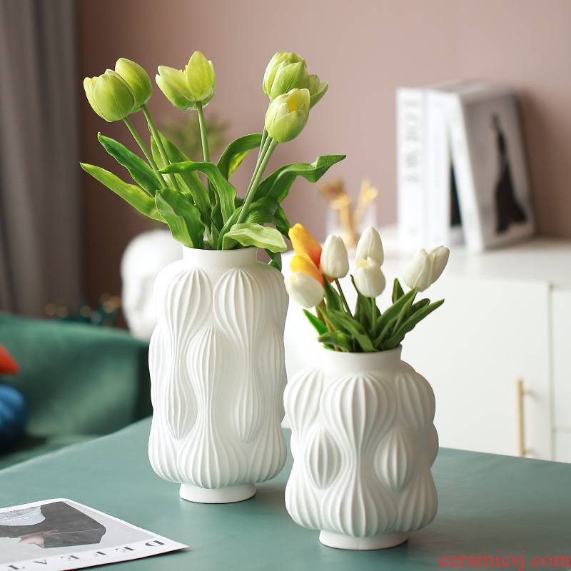 Modern minimalist light key-2 luxury ceramic vase furnishing articles sitting room porch dry flower arranging flowers show creative decorations