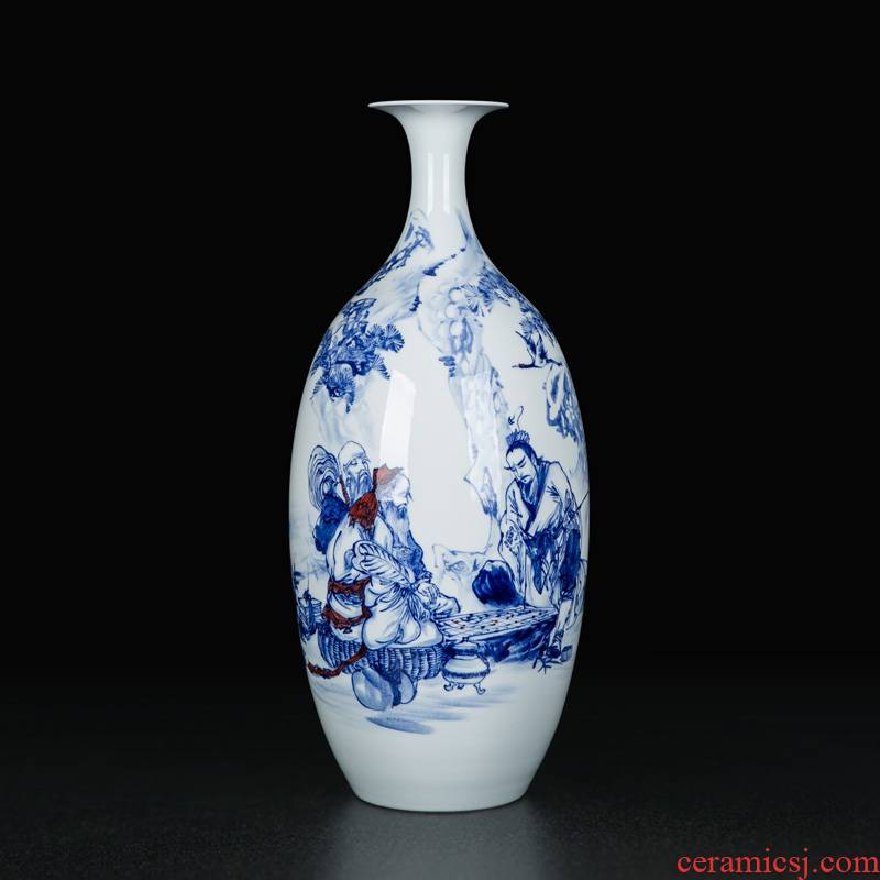 Big jingdezhen blue and white porcelain vase Chinese antique hand - made decorative flower arrangement sitting room desktop furnishing articles ceramics by hand