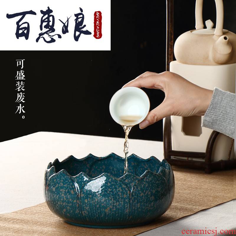 (niang large ceramic tea in hot washing of cups to wash basin of water barrels of household water wash cup jar is built water kunfu tea