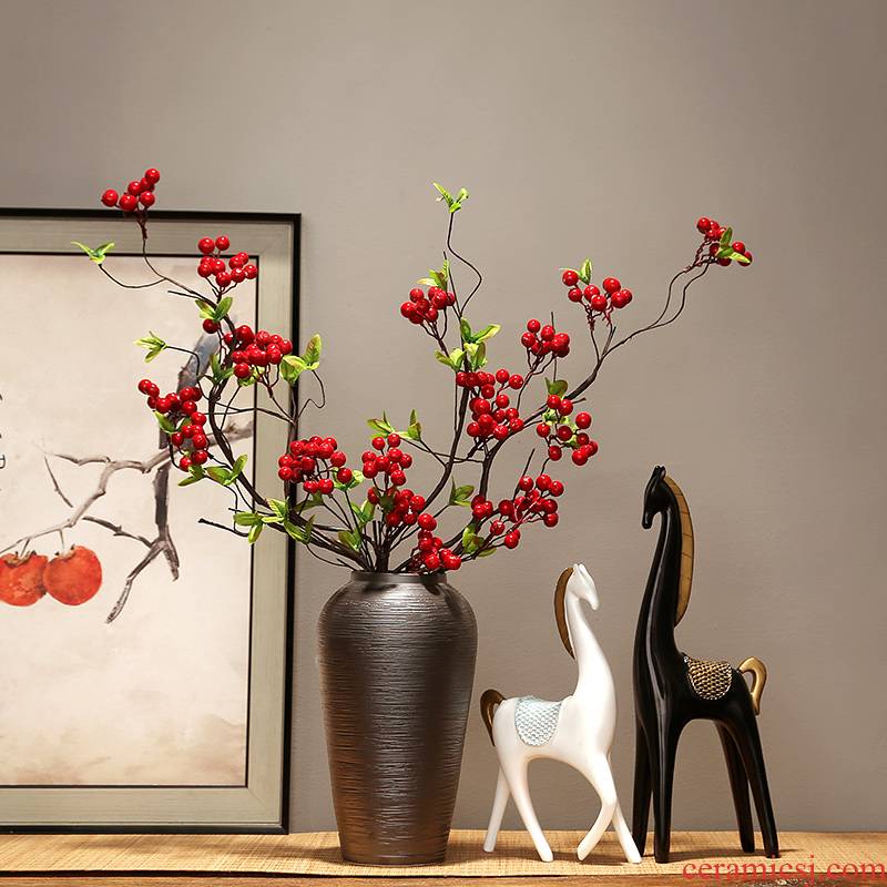 Jingdezhen ceramics dried flower vase new Chinese zen retro TV ark, porch decoration home decoration