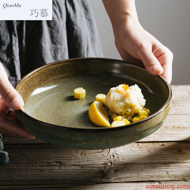 Qiam qiao mu Nordic ceramic soup plate, creative western food dish of salad deep dish household utensils round dish