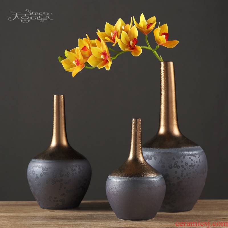 The New Chinese zen rich ancient frame ceramic vase furnishing articles flower arranging the sitting room porch office household soft adornment