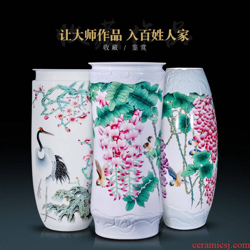 The Master of jingdezhen ceramic all hand - made pastel large vases, Chinese style household decorations collection vases, furnishing articles