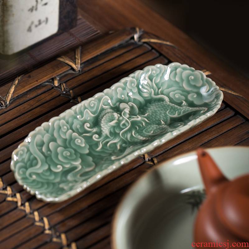 Owl up jingdezhen porcelain carving craft tea is TSP xiangyun kirin court wind classical tea tea taking