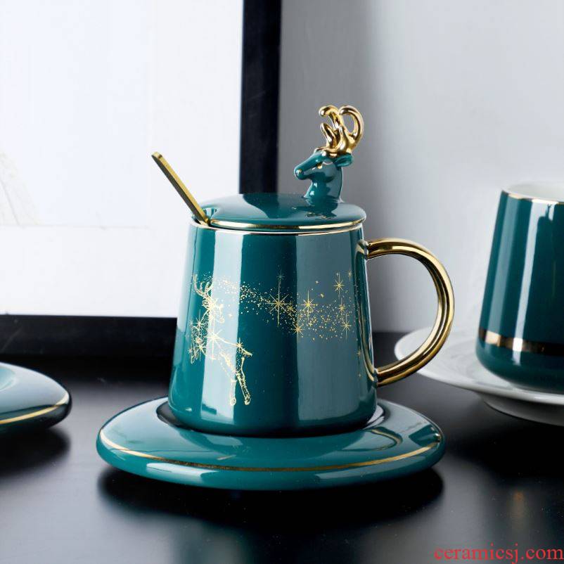 Delicate web celebrity empresa Nordic light small key-2 luxury European - style key-2 luxury ceramic coffee cup high - grade tea tea set