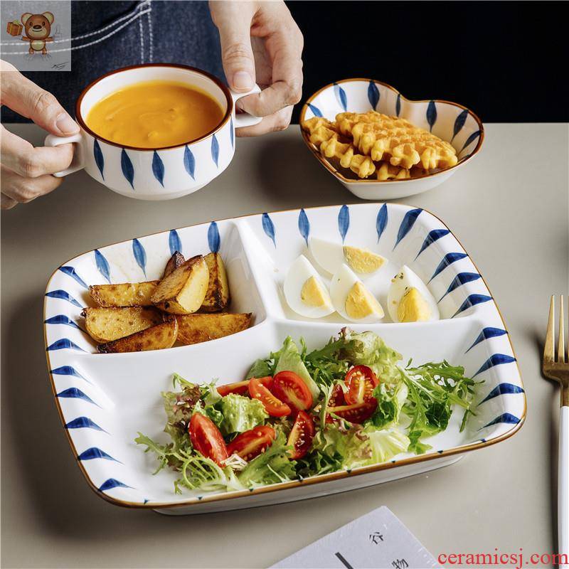 Japanese fixed plate tableware decorative furnishing articles kindergarten diet photo boy means bowl bowl household ceramics