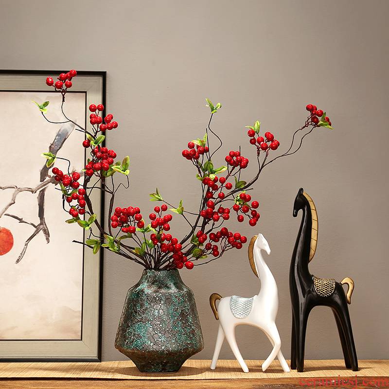Jingdezhen ceramics vase simulation flower, dried flower adornment of modern home living room TV cabinet porch place