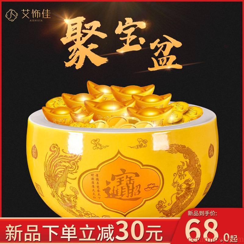 Cornucopia in plutus furnishing articles yellow feng shui shops opening gifts home sitting room porch prosperous wealth ceramics decoration
