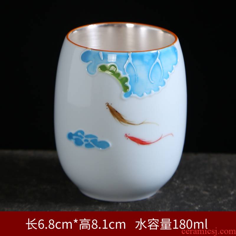 Tasted silver gilding hand - made ceramic cups of blue and white porcelain kung fu single CPU master cup tea sets tea cups bowl with tea
