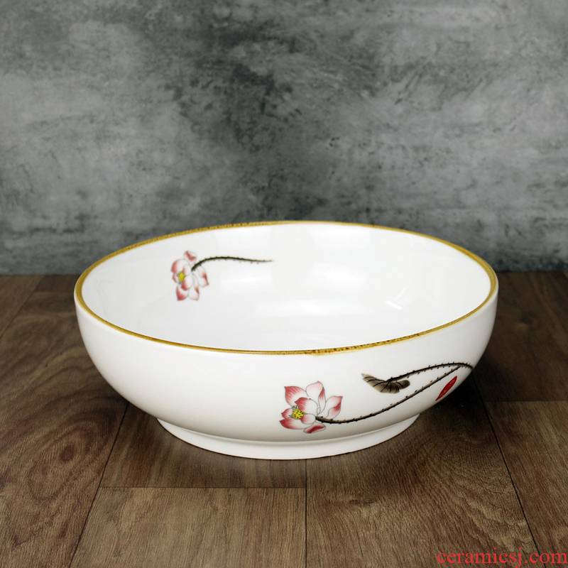 Ceramic bowl lotus pickled fish bowl restaurant tableware microwave boiled fish soup basin home extra large never dishes