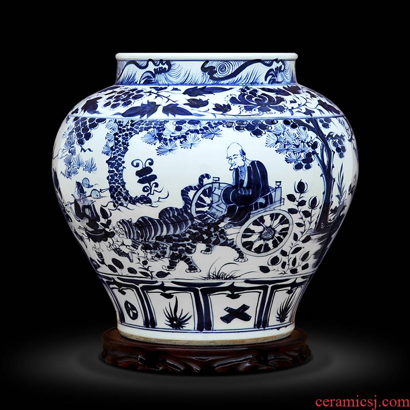 To ceramics yuan blue and white figure can written down the mountain