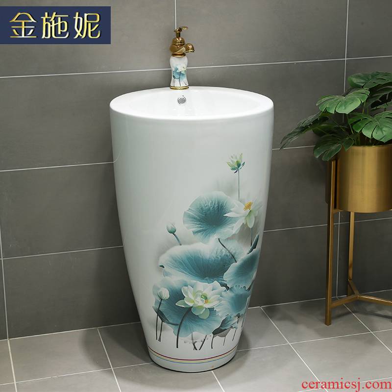 Pillar basin ceramic household lavabo hotel bathroom floor type lavatory basin of the balcony to the pool that wash a face