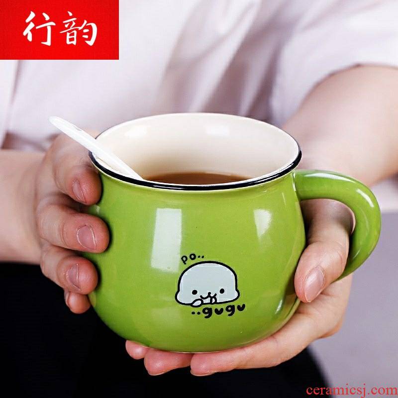 Line rhyme tea home han edition ceramic keller cup of milk tea drinks the children a bigger spoon, coffee, tea