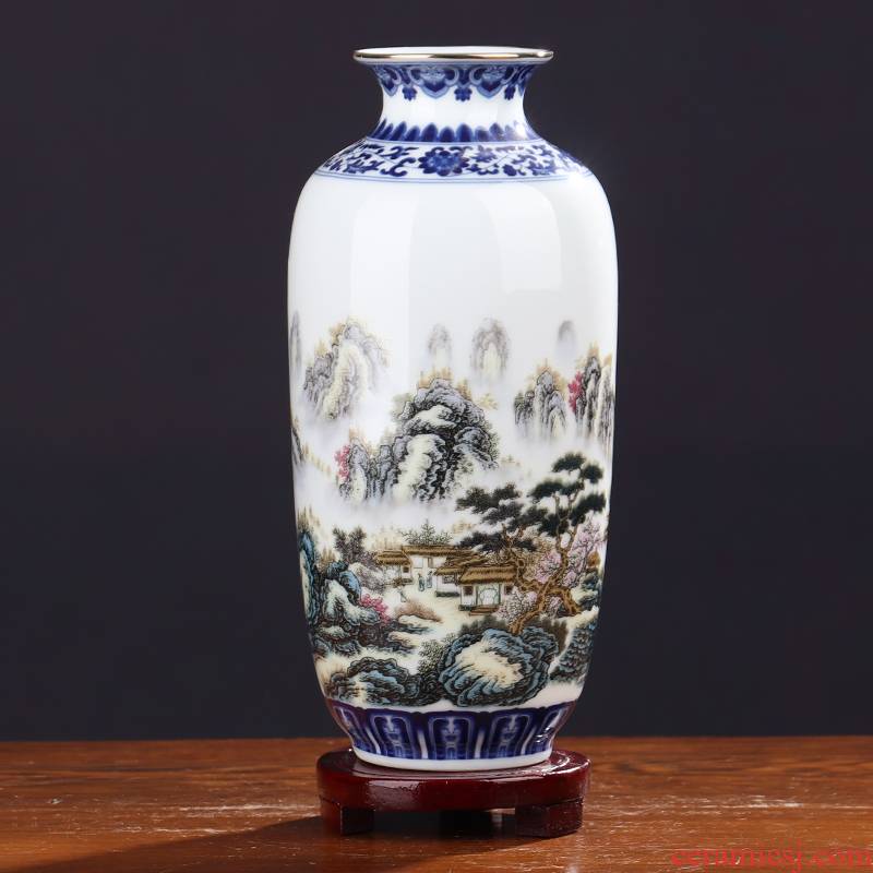 The see colour blue and white porcelain vase furnishing articles flower arranging archaize sitting room jingdezhen ceramics new small Chinese decorative arts and crafts