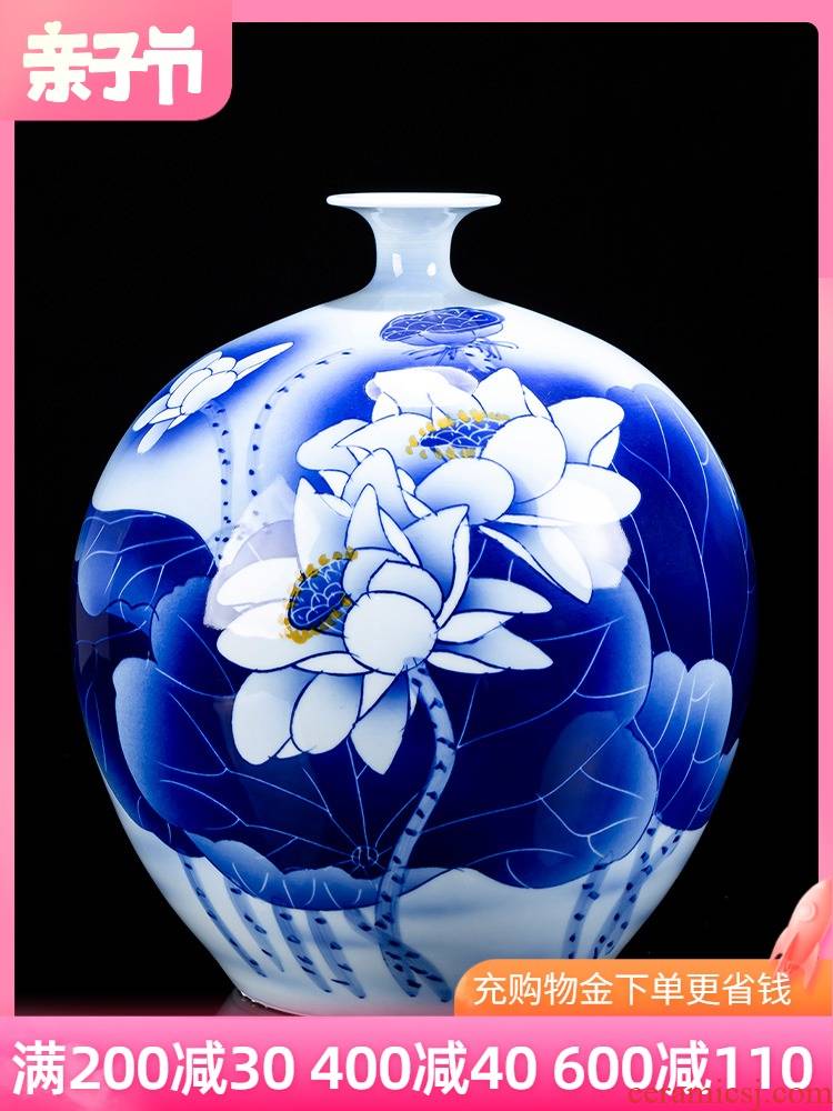 Jingdezhen ceramic hand - made of blue and white porcelain vase pomegranate bottle arranging flowers sitting room home decoration crafts porcelain furnishing articles