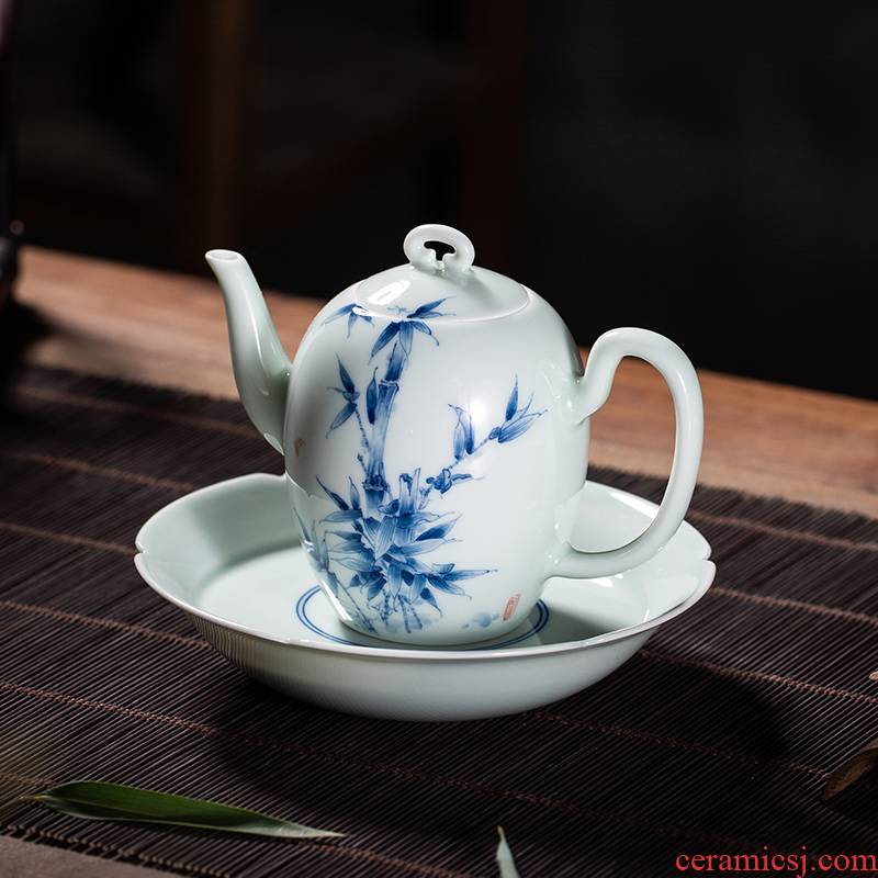 The Owl up jingdezhen porcelain hand - made tea service manual ceramic elegant bamboo beauty shoulder the teapot tea kungfu tea set