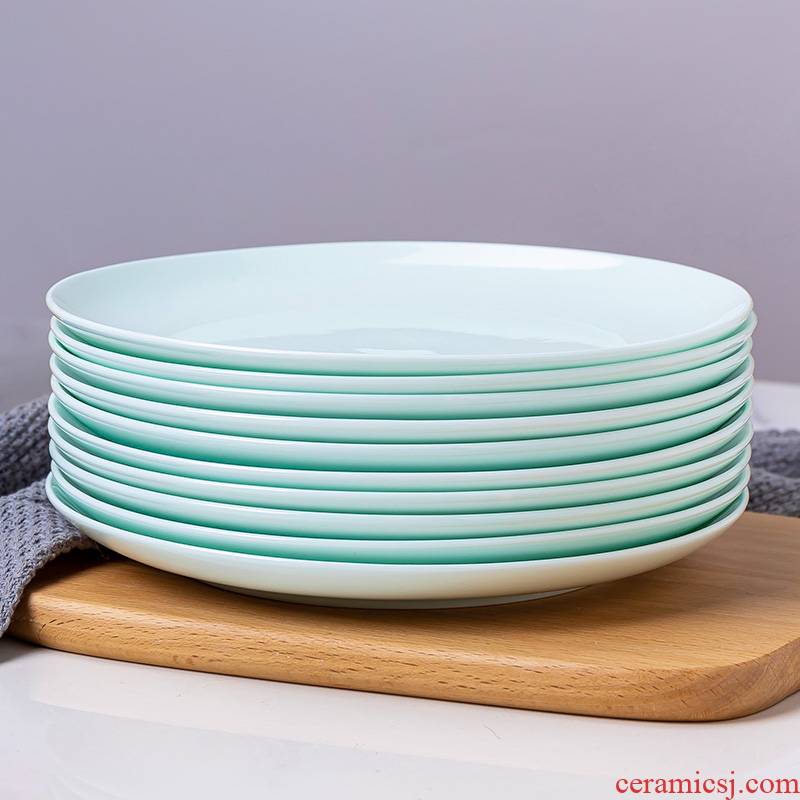 Jingdezhen celadon home 0 meal of western food steak the blue glaze ipads porcelain dish dish dish ceramic platter