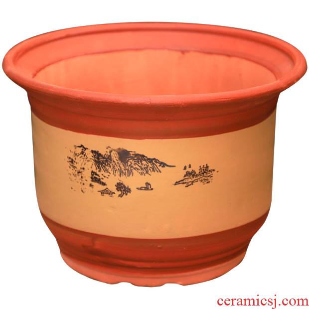 Queen clearance king red clay coarse sand flowerpot ceramics made of baked clay pottery pot clay mud POTS with tray was home