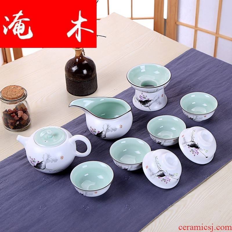 Submerged wood jingdezhen ceramic coloured drawing or pattern kung fu tea set inferior smooth up sample tea cup lid bowl bowl with gifts