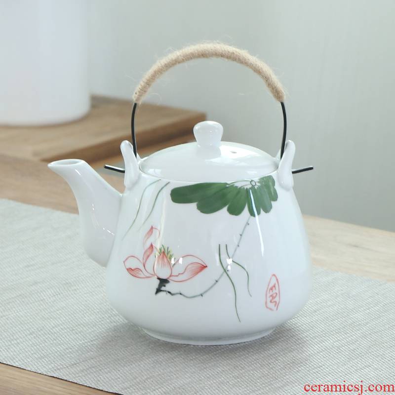 Hand - made of high - capacity ceramic teapot with filter 1 liter restaurant high - temperature teapot iron kettle mobile home