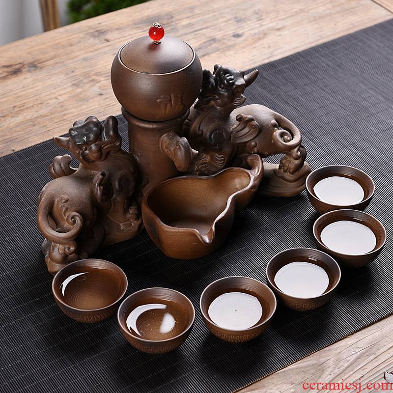 Hui shi semi automatic restoring ancient ways fit the lazy household contracted kung fu tea set firewood ceramics teapot teacup