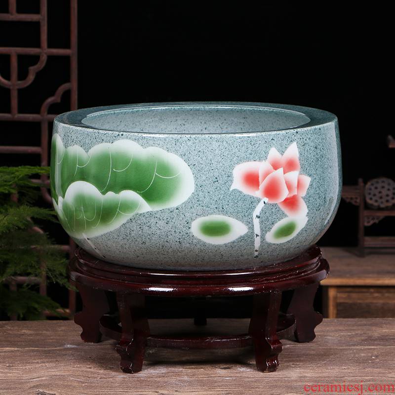 Restoring ancient ways of jingdezhen ceramic aquarium water lily big crock pot lotus bowl lotus basin tortoise tank cylinder goldfish bowl furnishing articles