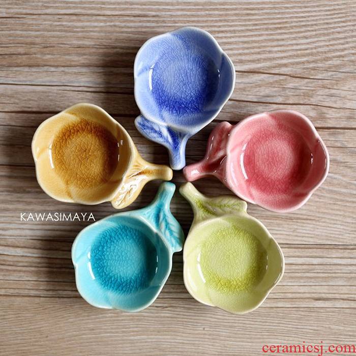 Qiao mu CDW Japanese - style fresh candy color ceramic flower flavor dish with chopsticks rack pillow dual plate tableware