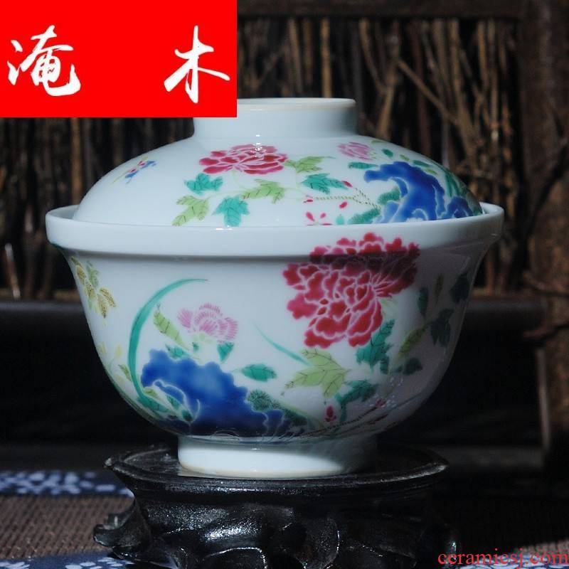 Submerged wood jingdezhen checking ceramic tea set hand - made famille rose bowl no ipads tureen archaize ceramic tea set three