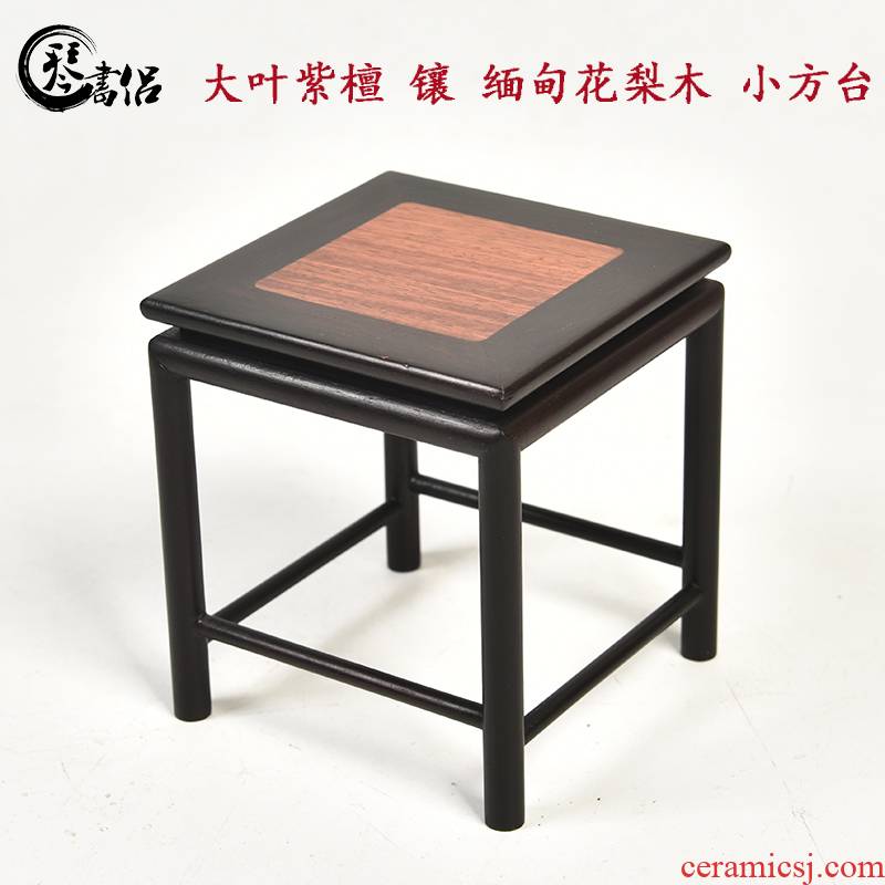 Pianology picking hua limu annatto dyu rosewood with Burma furnishing articles base small bonsai solid wood square shelf