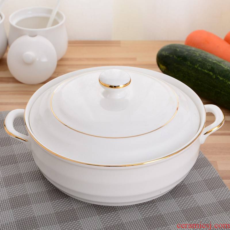 Ceramic bowl big nest creative supersize them pure white, large capacity of rice soup bowl of soup basin of microwave oven