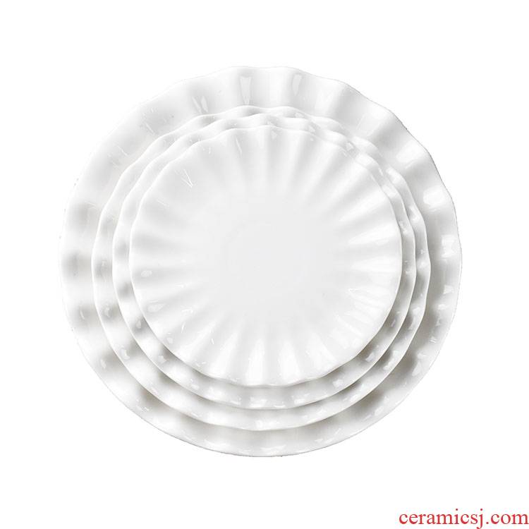 The New lotus leaf plate hotel restaurant irregular plates creative ceramic household food dish platter tableware FanPan plates