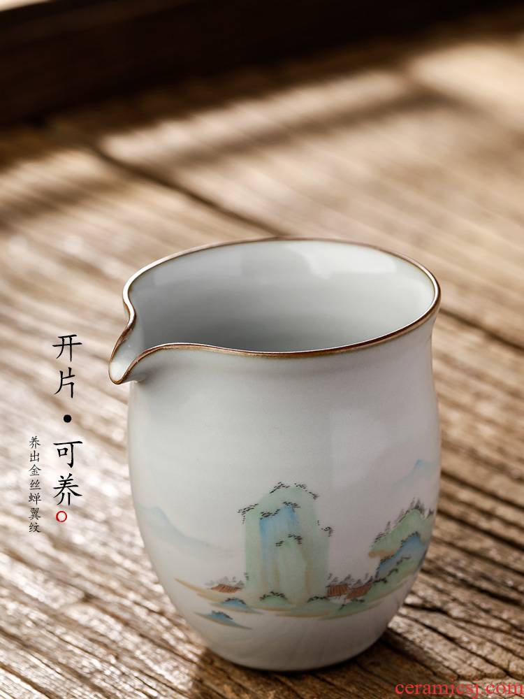 Pure manual your up with jingdezhen ceramic fair keller kung fu tea set hand - made scenery figure high - temperature tea is large