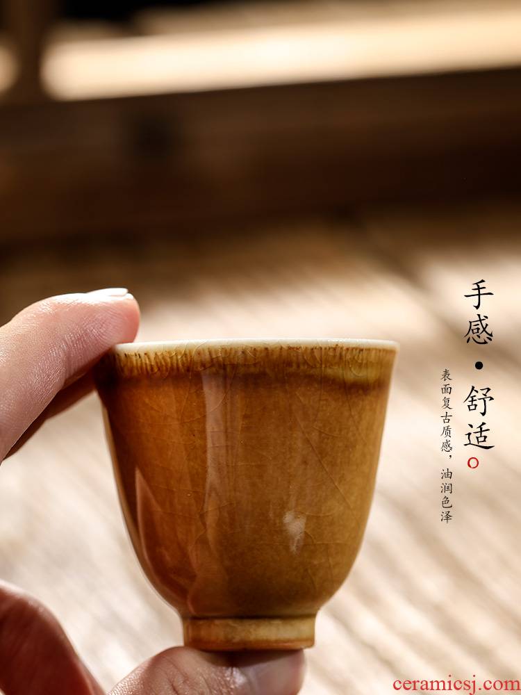 Jingdezhen kongfu tea master cup single cup pure manual firewood sample tea cup single color glaze ceramic cups